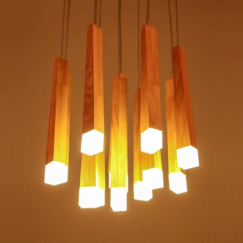Nordic wood LED chandelier for interior decoration - vue 2 sur 8