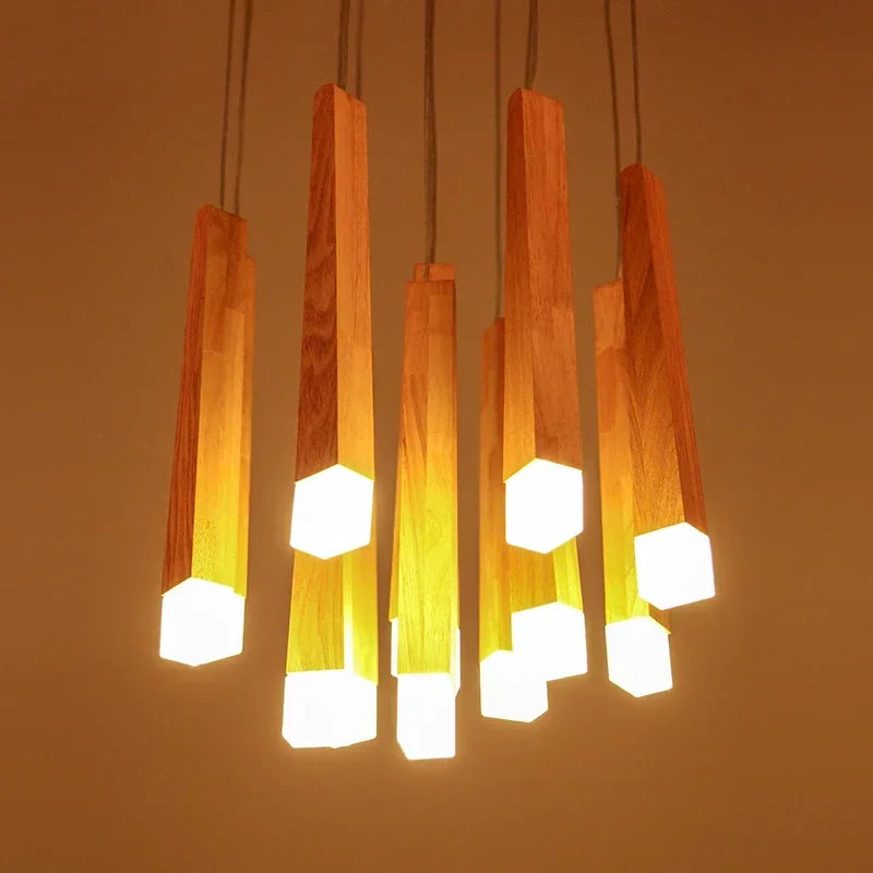 Nordic wood LED chandelier for interior decoration