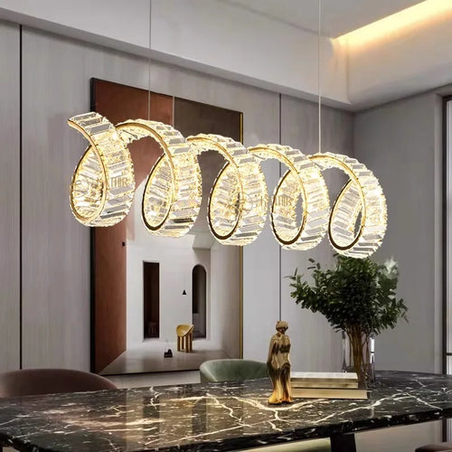 Modern gold spiral LED chandelier - vue 5 sur 7