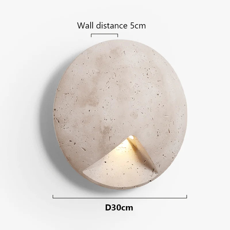 Vintage round natural stone decorative wall light for interiors