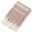 Absorbent Turkish beach towel with stripes and fringes, cotton
