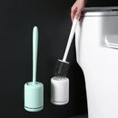 Toilet cleaning brush with wall mount and storage