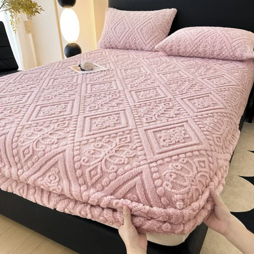 Plush Mattress Cover For Bed,stretch Soft Material Fitted Sheet, Keep Warm,dust Protector,machine Washable 90X200,180X200 - vue 20 sur 20