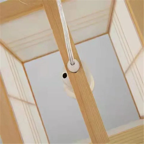 Japanese style wooden pendant light for interior decoration - vue 5 sur 6