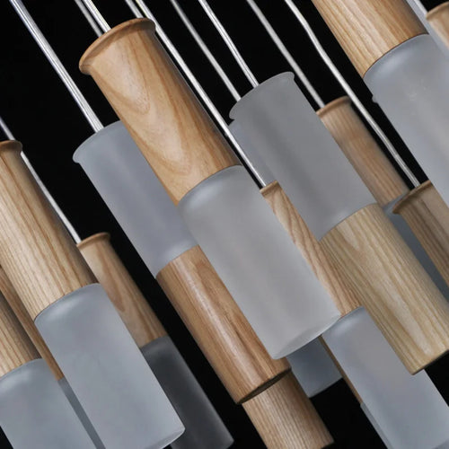 Modern wooden chandelier for designer indoor lighting - vue 6 sur 14