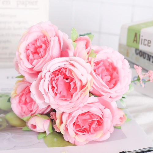 Artificial silk peony and hydrangea bouquet for wedding and home decoration - vue 21 sur 40