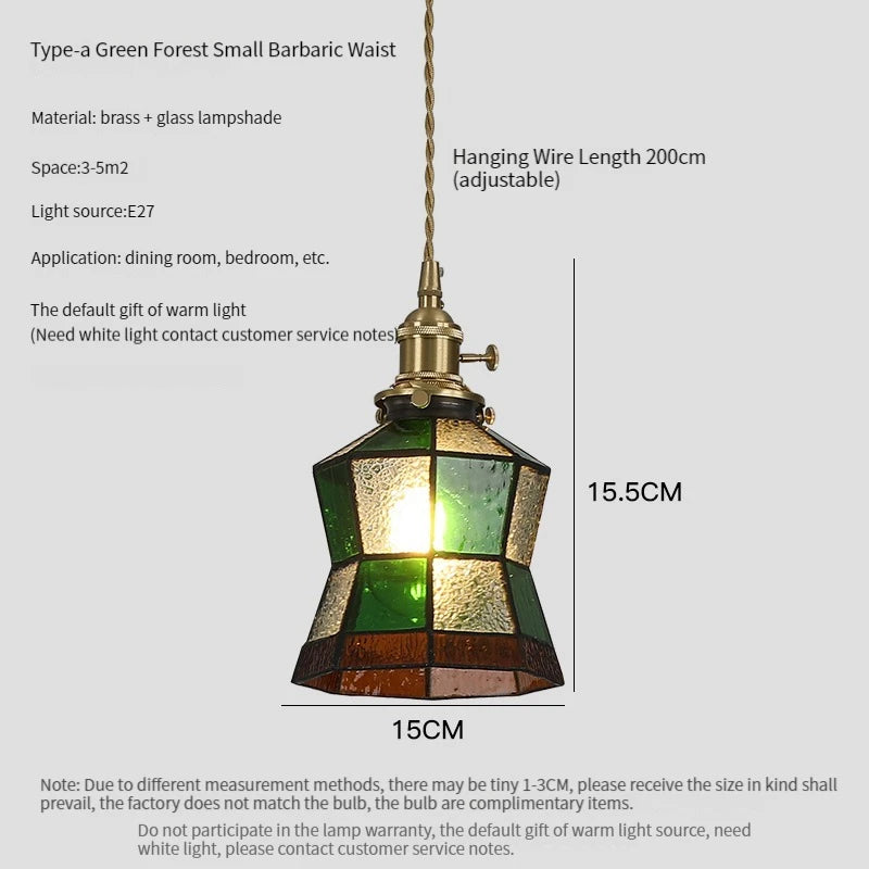 Luxury antique glass and brass pendant chandelier - vue 15 sur 15