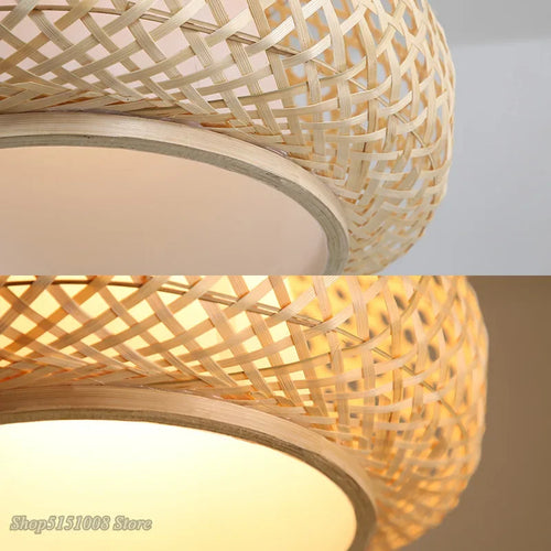 Hand-knitted bamboo chandelier decorative pendant for home - vue 7 sur 10