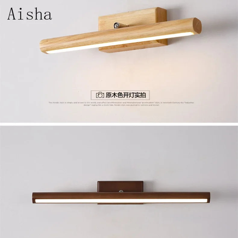 Nordic wooden LED wall light for creative indoor lighting - vue 4 sur 8
