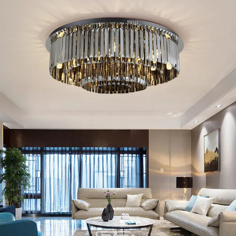 Luxury round crystal LED ceiling light