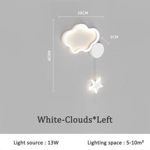 creative stars moon and clouds wall light for children - vue 8 sur 16