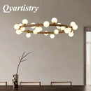 Wabi-sabi style artificial wood chandelier for indoor use