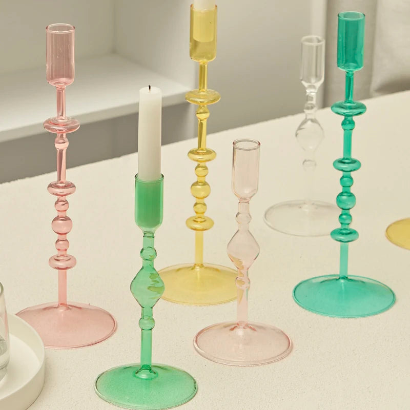 Glass candle holder for creative and elegant interior decoration