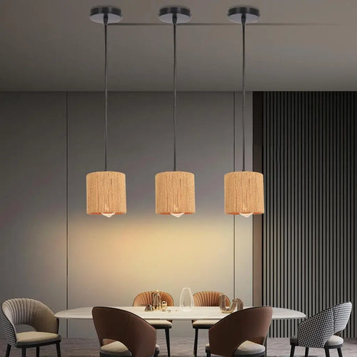Vintage industrial style rattan iron cage pendant light - vue 6 sur 7