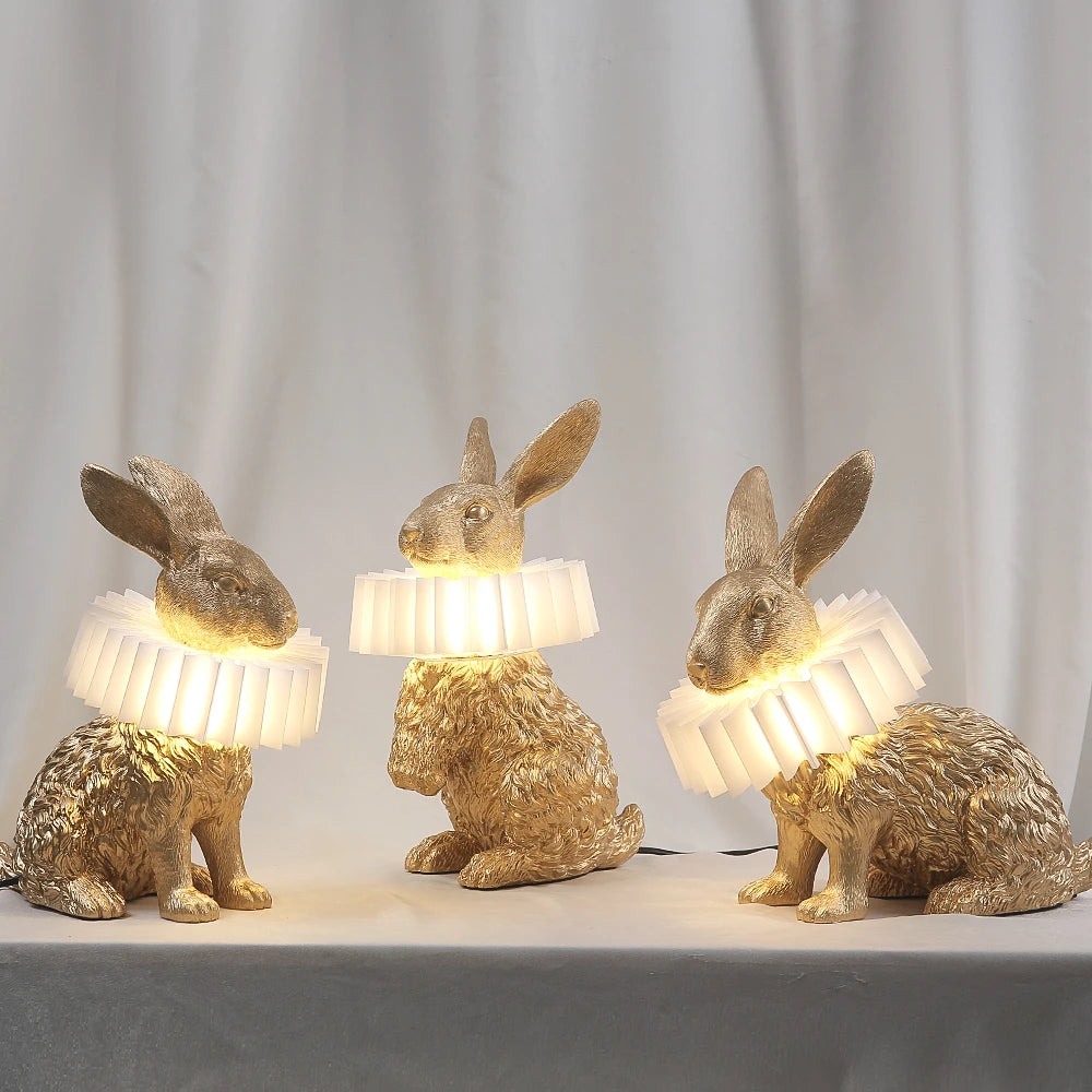 Nordic style decorative and modern resin rabbit bedside lamp