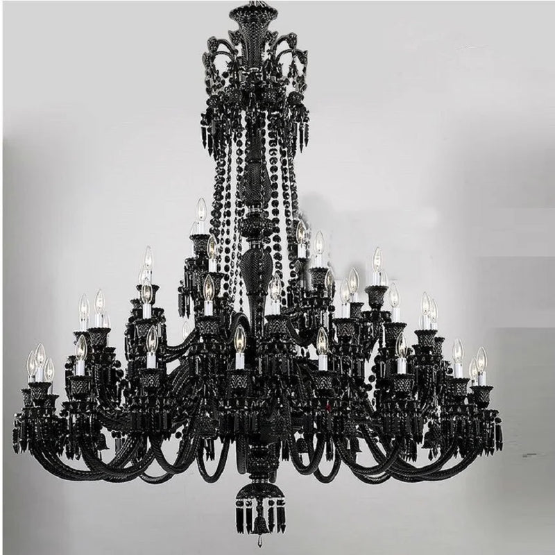 European black crystal chandelier with LED candle lights