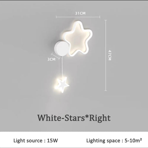 creative stars moon and clouds wall light for children - vue 13 sur 16