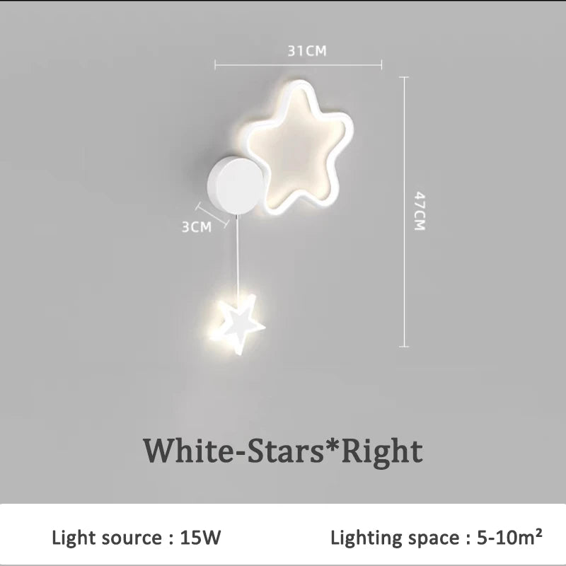 creative stars moon and clouds wall light for children - vue 13 sur 16