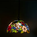 Tiffany style floral drop chandelier LED lighting for cafés and restaurants
