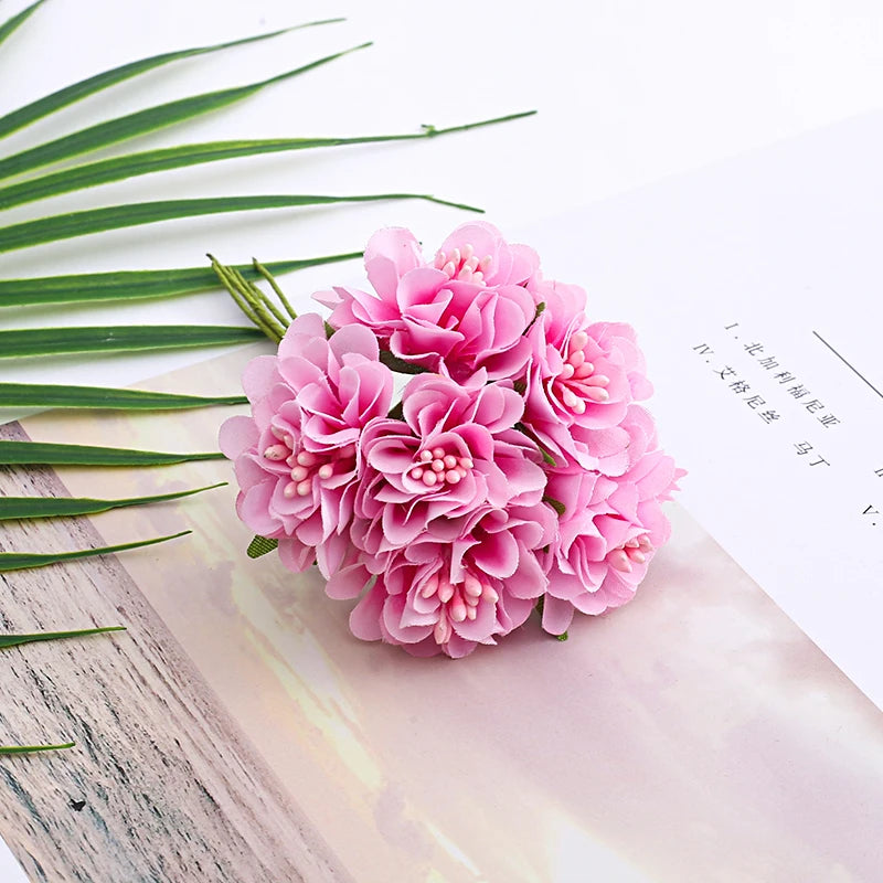 Mini artificial hydrangea flower bouquet for decoration and crafts - vue 9 sur 15