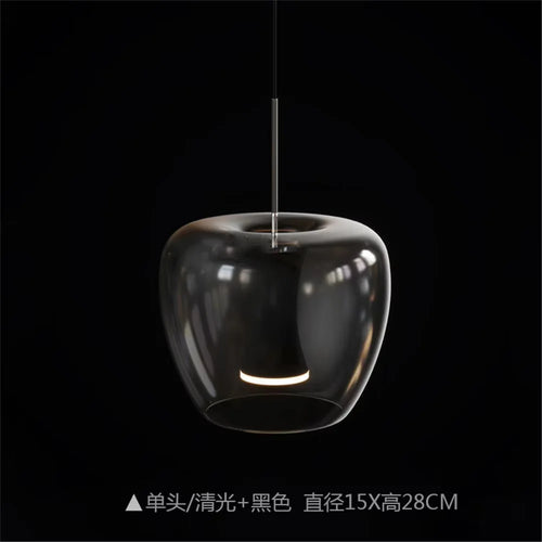Modern clear glass LED pendant light for contemporary interior decor