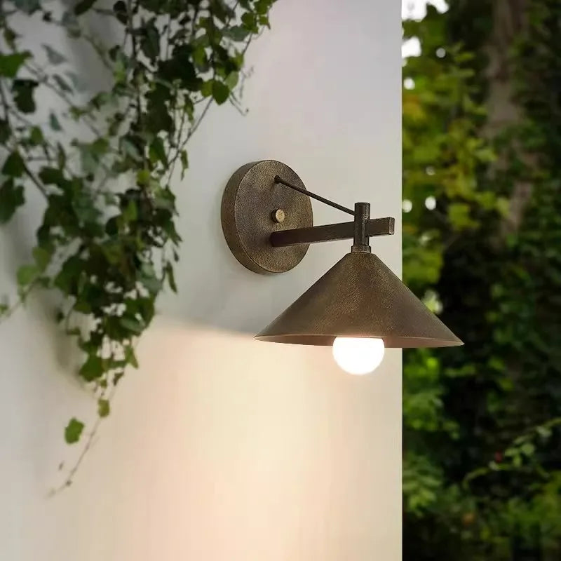 Vintage waterproof antique copper outdoor wall light - vue 3 sur 9