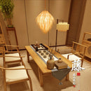 Rattan bamboo woven pendant light with straw hat shade pastoral decor