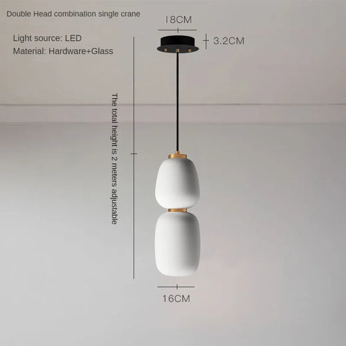 Minimalist Japanese artistic creative glass LED chandelier - vue 12 sur 12