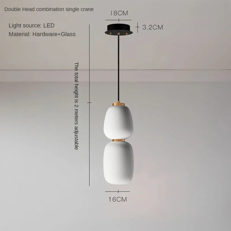 Minimalist Japanese artistic creative glass LED chandelier - vue 11 sur 12