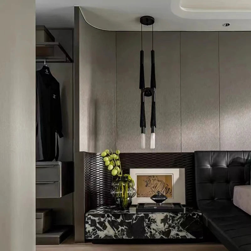 Designer fabric pendant light for modern indoor lighting - vue 3 sur 11