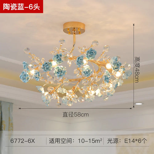 Italian ceramic chandelier with crystal lighting for weddings and interiors - vue 13 sur 14