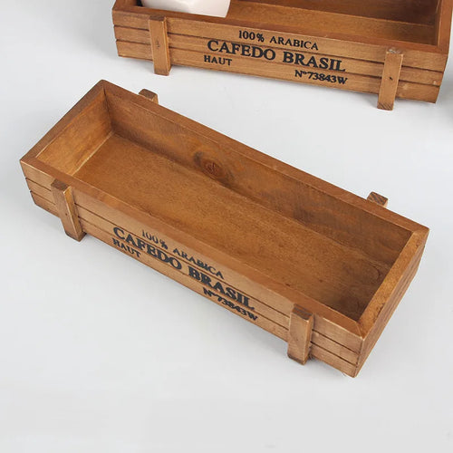vintage wooden planter for succulents and flowers - vue 2 sur 8