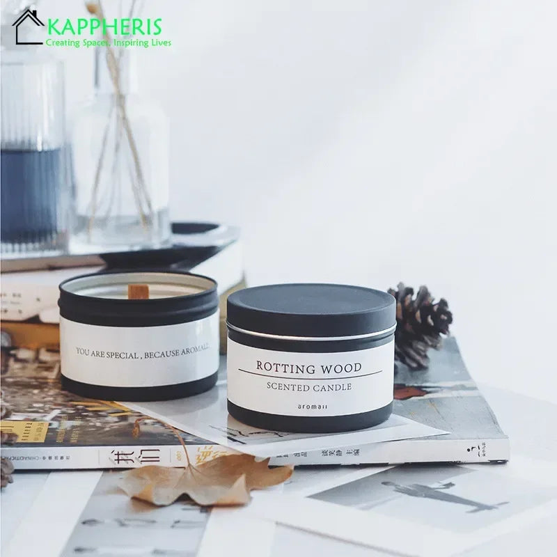 scented candles in tin cans with dried flowers - vue 5 sur 7