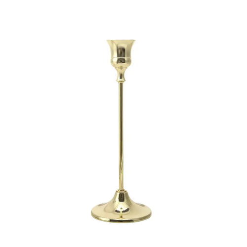 Brass gold candlestick set for festive decorations - vue 21 sur 26
