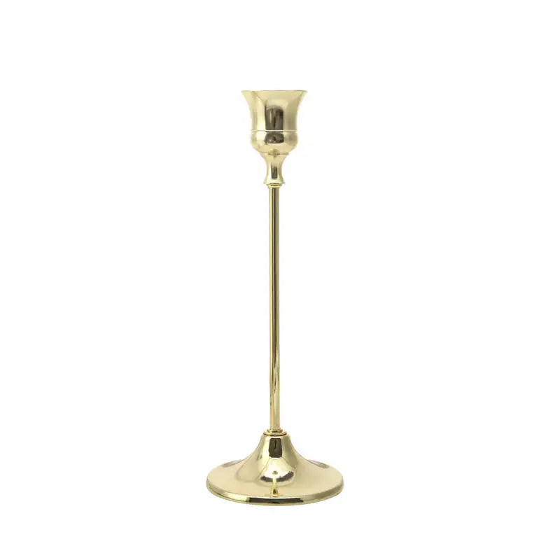 Brass gold candlestick set for festive decorations - vue 21 sur 26