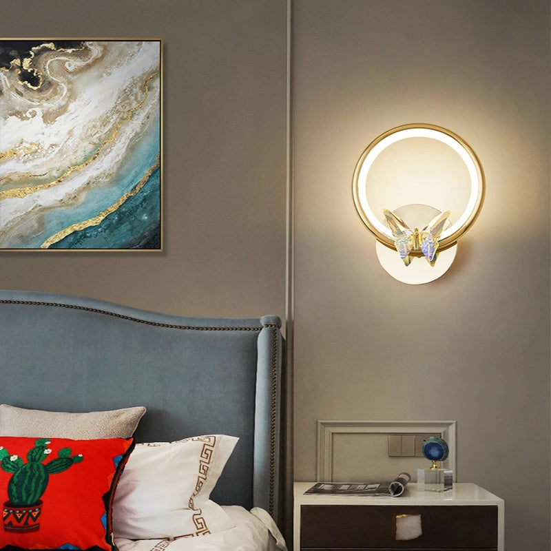 Crystal butterfly LED wall light surface mounted