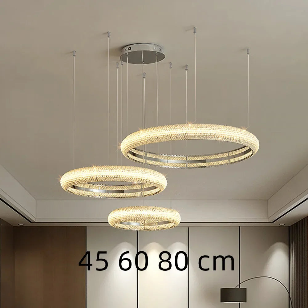 Modern chrome and crystal chandelier for interior decoration