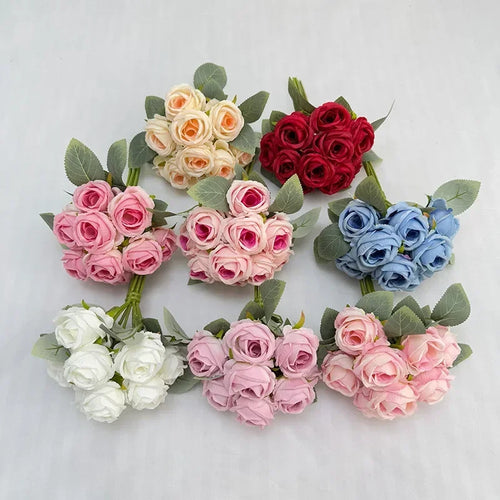 Bouquet of 10 decorative artificial silk roses for events - vue 6 sur 14