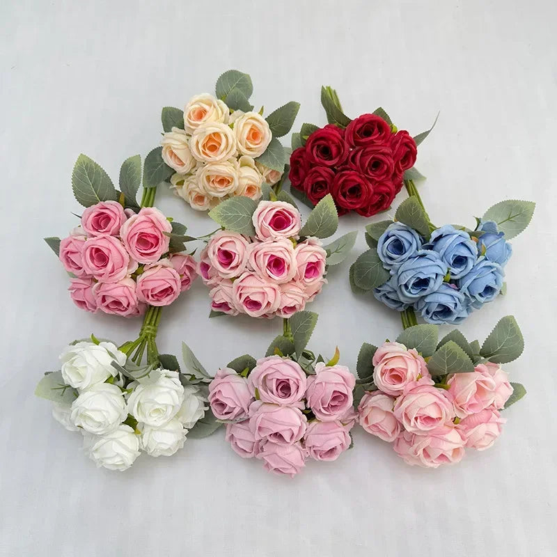 Bouquet of 10 decorative artificial silk roses for events - vue 5 sur 14