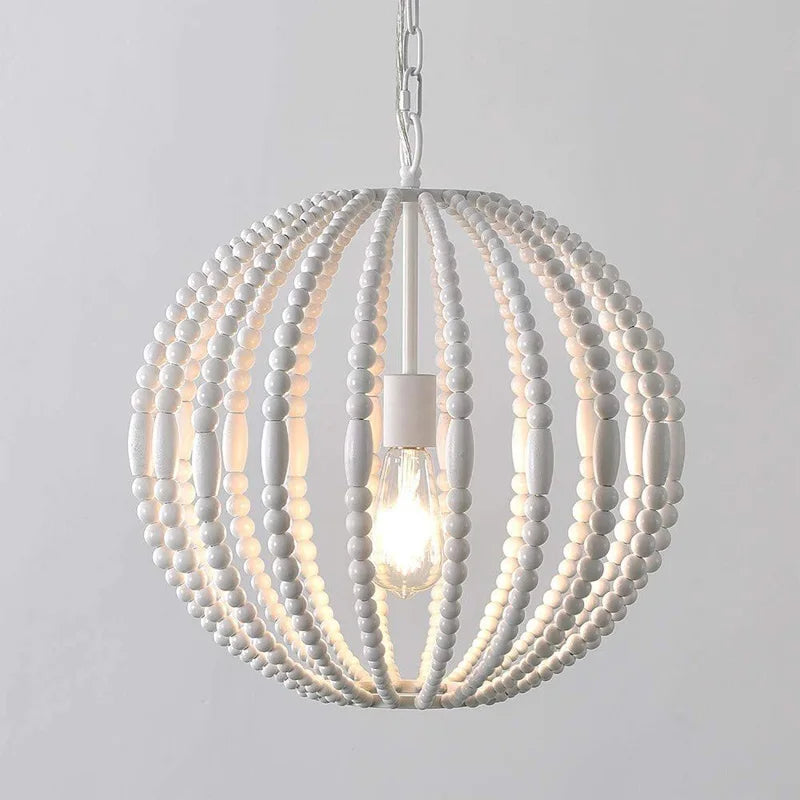 Vintage wooden bead chandelier American loft country style