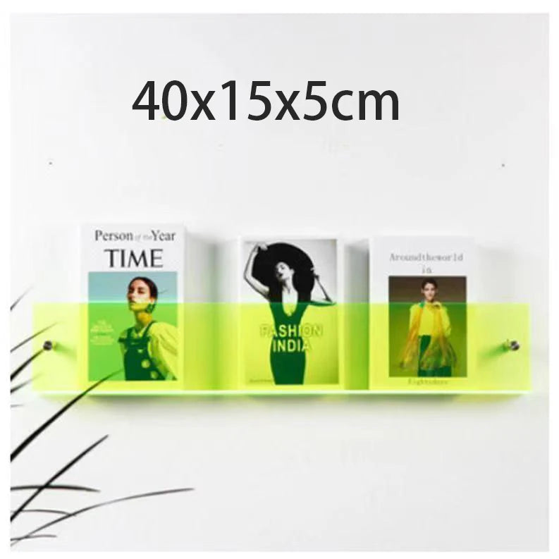 acrylic floating wall shelf magazine rack and literature organizer - vue 45 sur 52