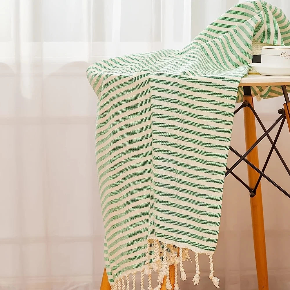 Turkish cotton striped boho beach towel - vue 3 sur 6