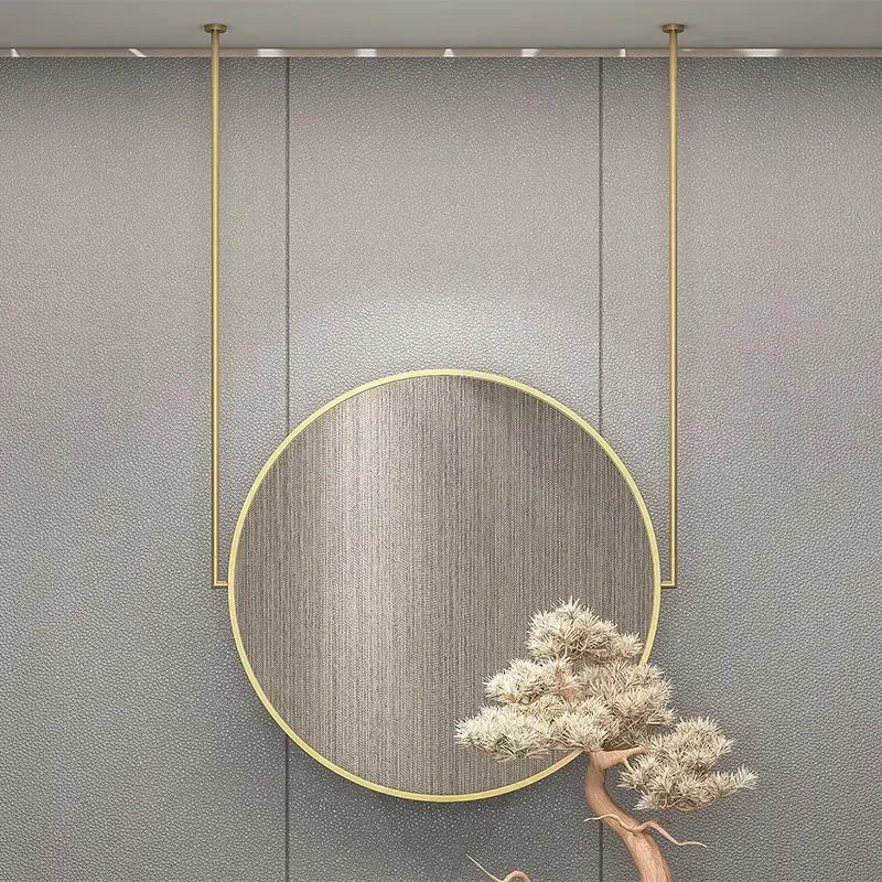 Round gold metal wall mirror elegant decorative accessory