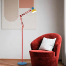 Rotating telescopic floor lamp with long arm decorative art design