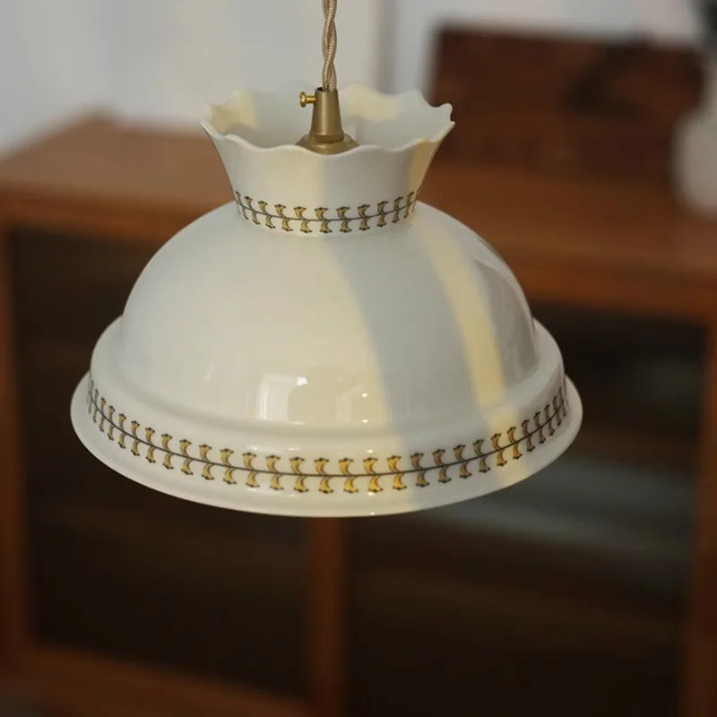 Modern ceramic flower pendant light - vue 4 sur 30