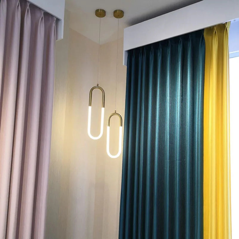 Modern ellipse height adjustable LED pendant light - vue 4 sur 12
