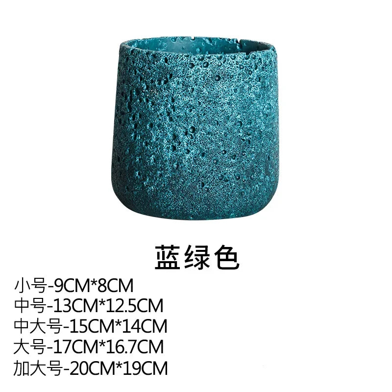 Nordic style cement flower pot with decorative tray - vue 16 sur 19