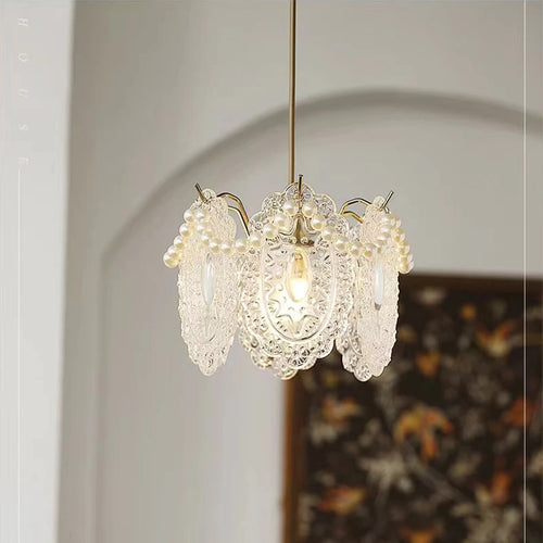 Modern glass chandelier with minimalist design for elegant interiors - vue 3 sur 9