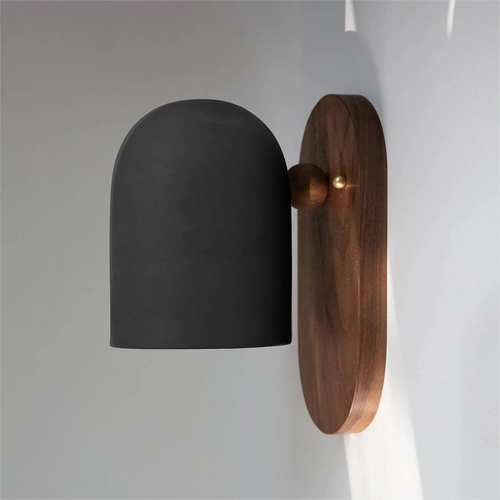 Nordic walnut wall light wabi sabi zen Japanese ambiance - vue 9 sur 10