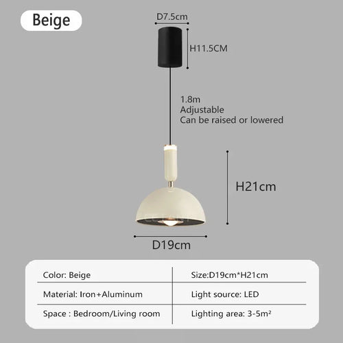 Nordic LED pendant light with adjustable height for home decoration, dining room, living room, bedroom, bedside lighting - vue 13 sur 14